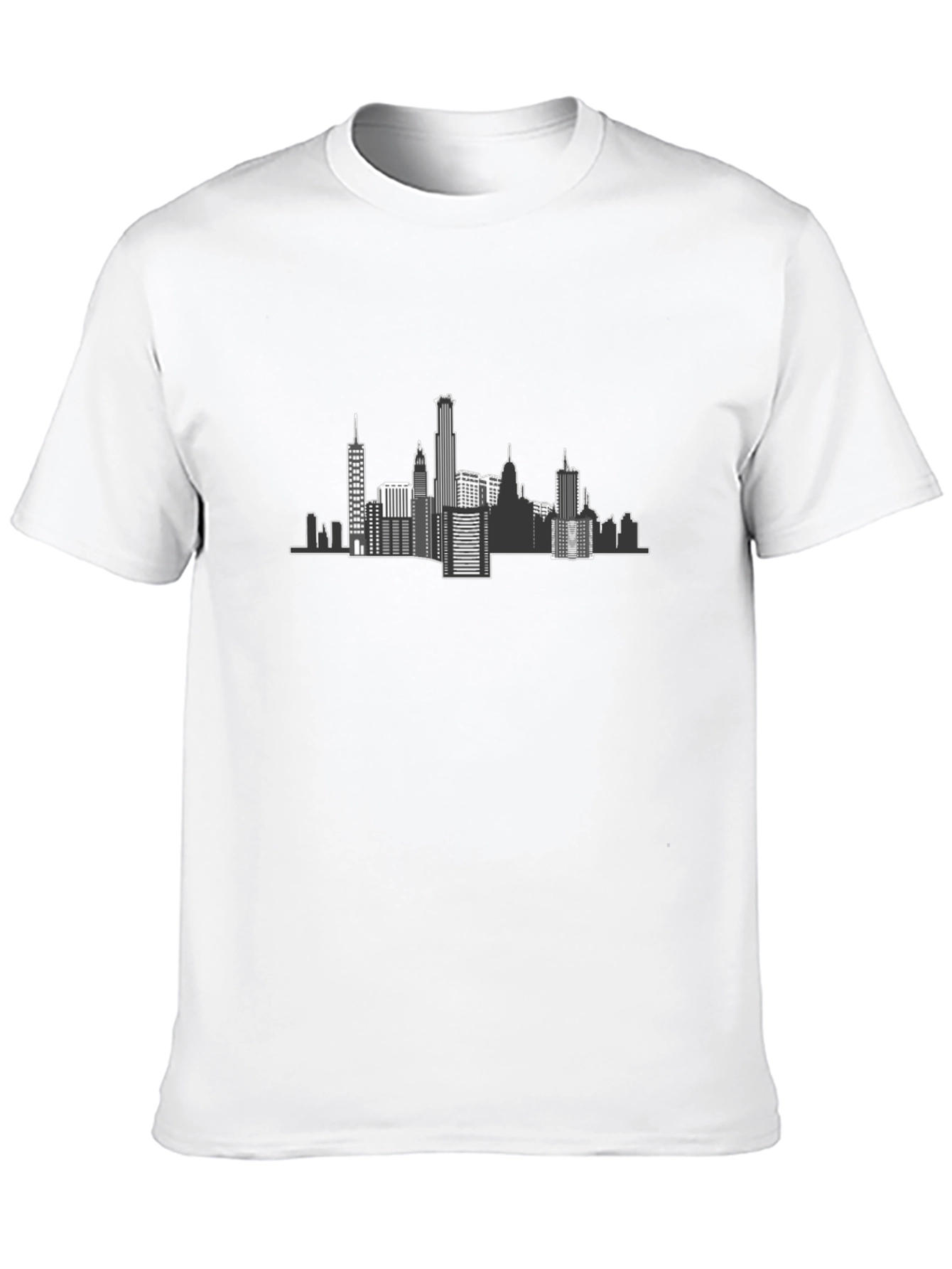 City Skyline Graphic Tee - Black Cotton T-Shirt