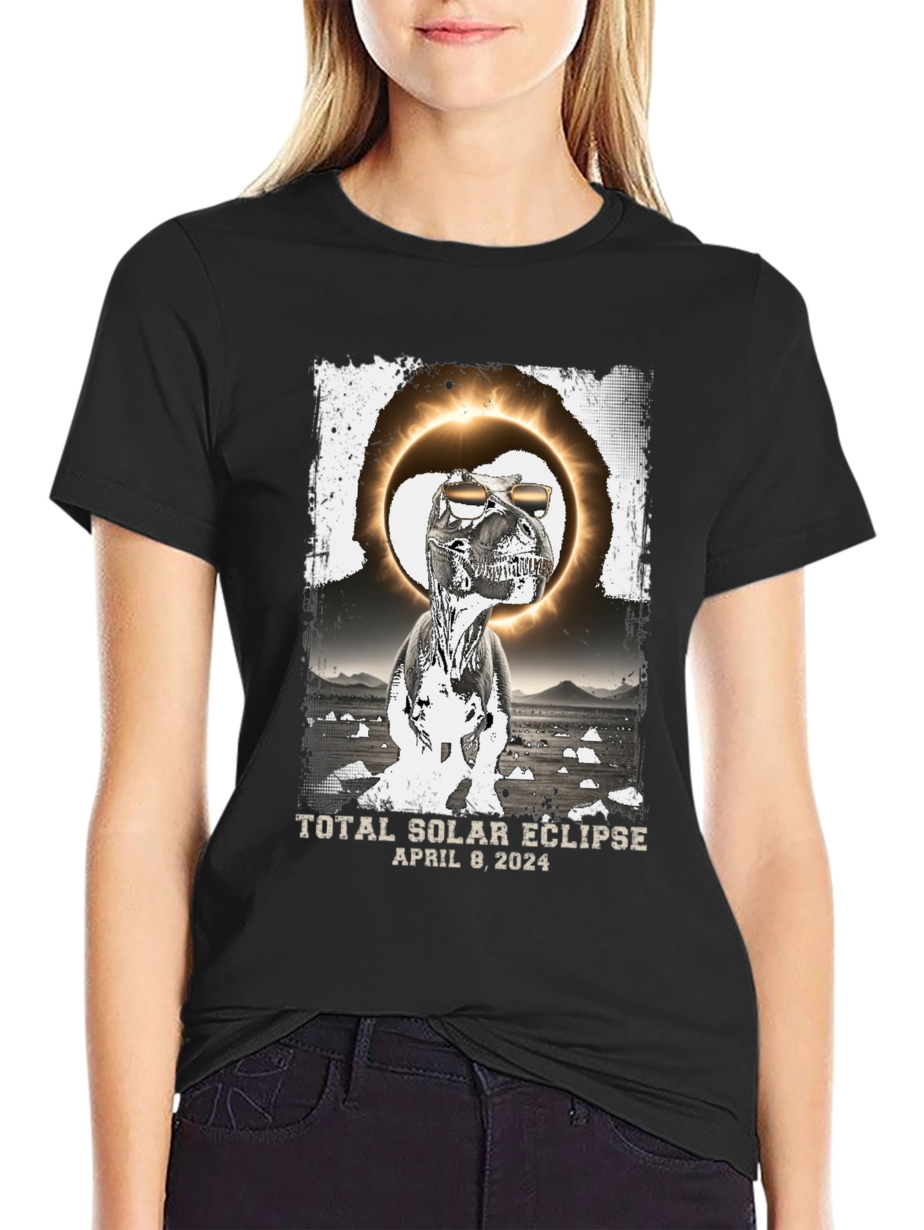 Total Solar Eclipse Dinosaur T-Shirt