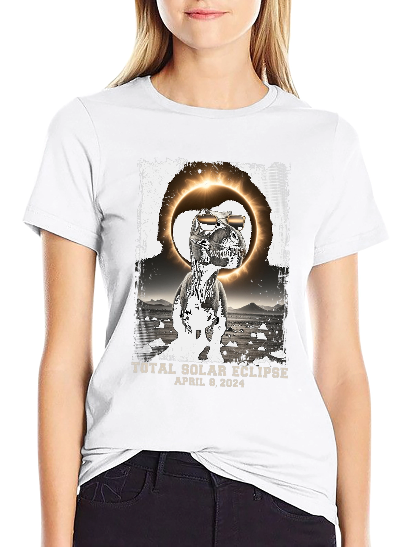 Total Solar Eclipse Dinosaur T-Shirt