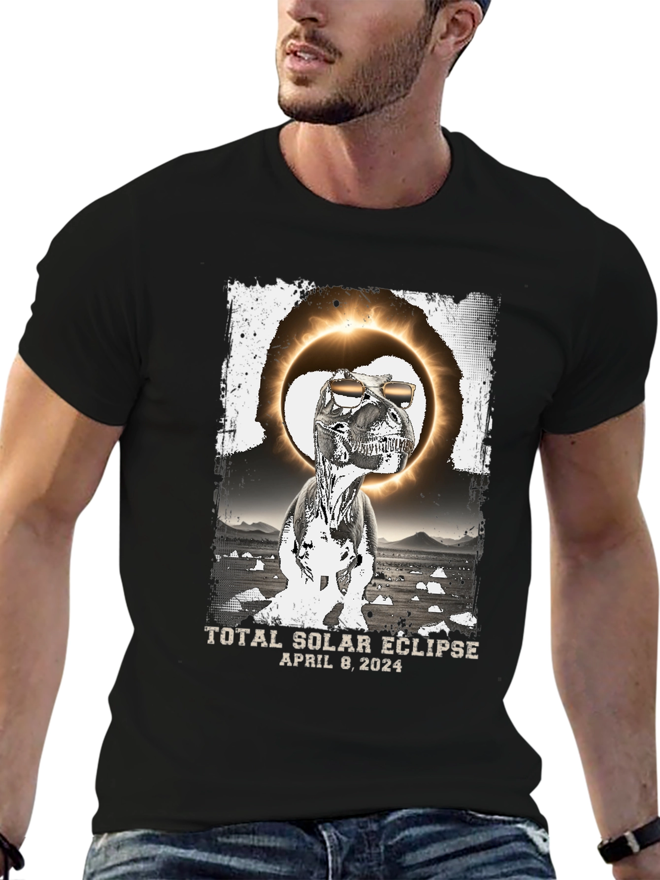 Total Solar Eclipse Dinosaur T-Shirt