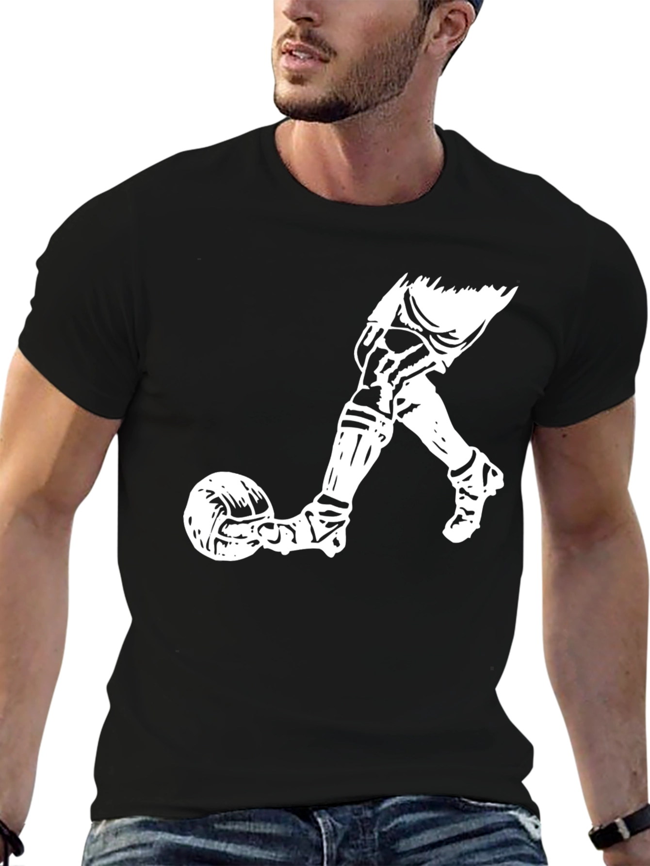 Soccer Kick Graphic Tee - Casual Black T-Shirt