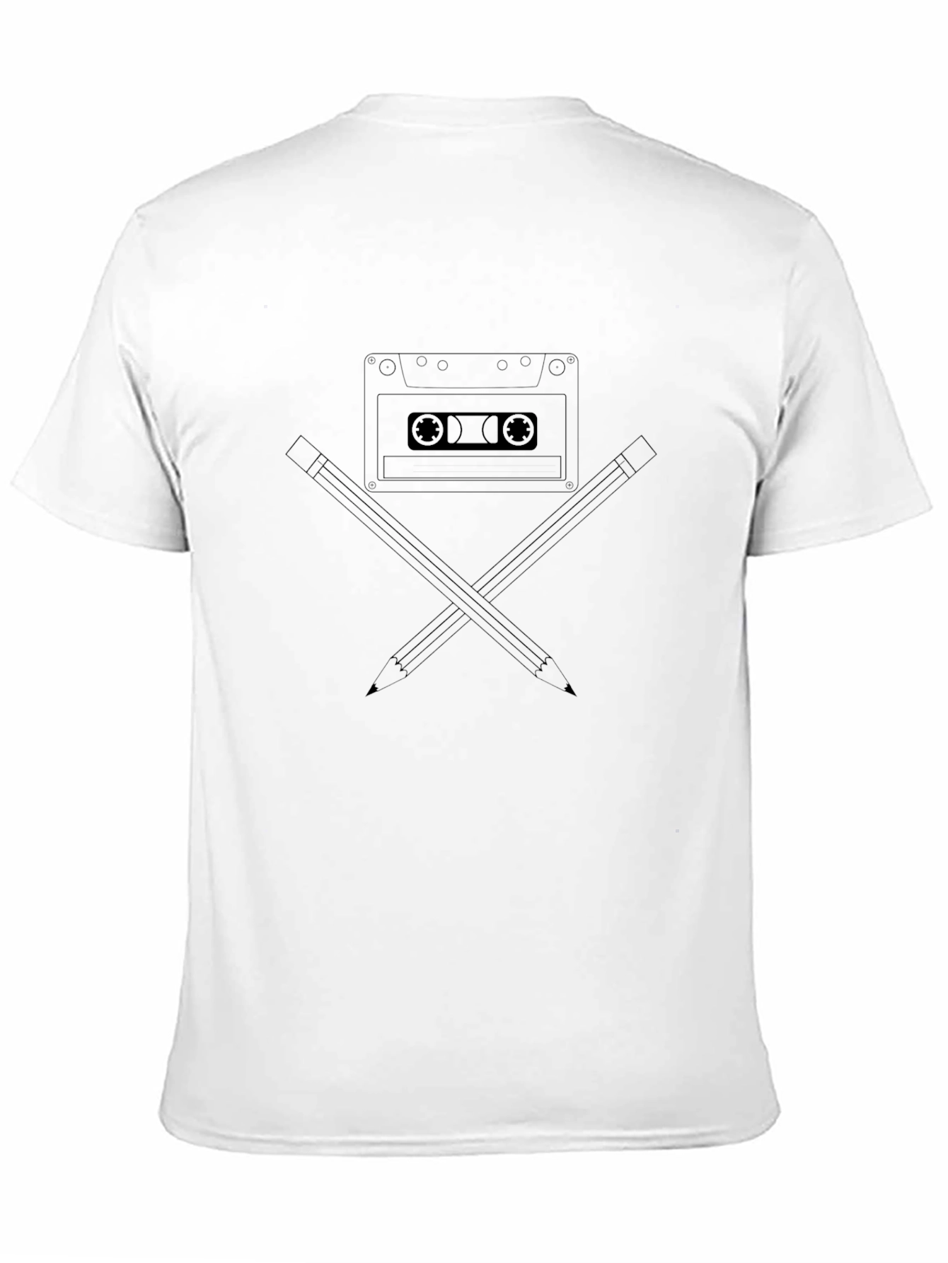 Retro Cassette and Pencil Black T-Shirt