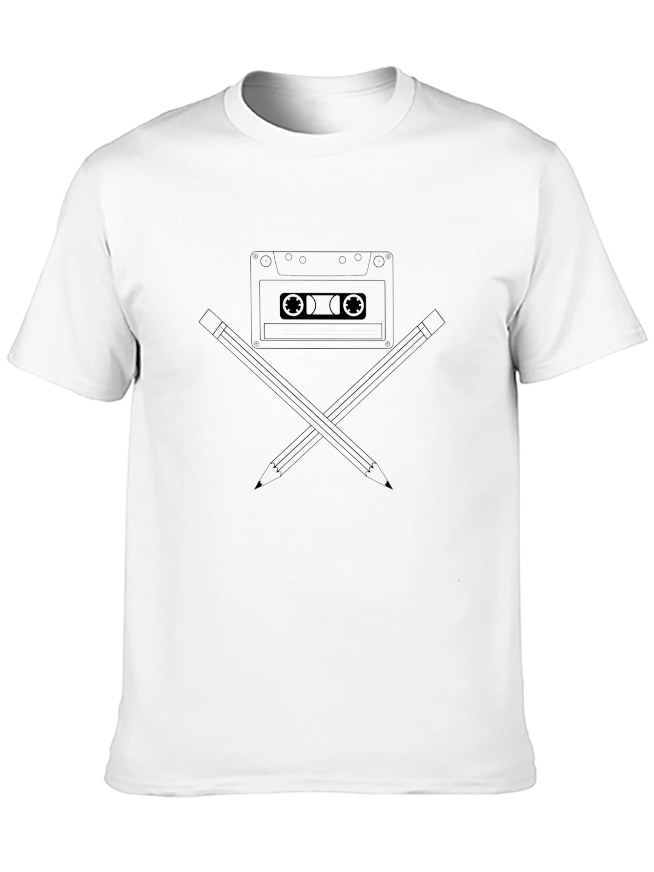 Retro Cassette and Pencil Black T-Shirt