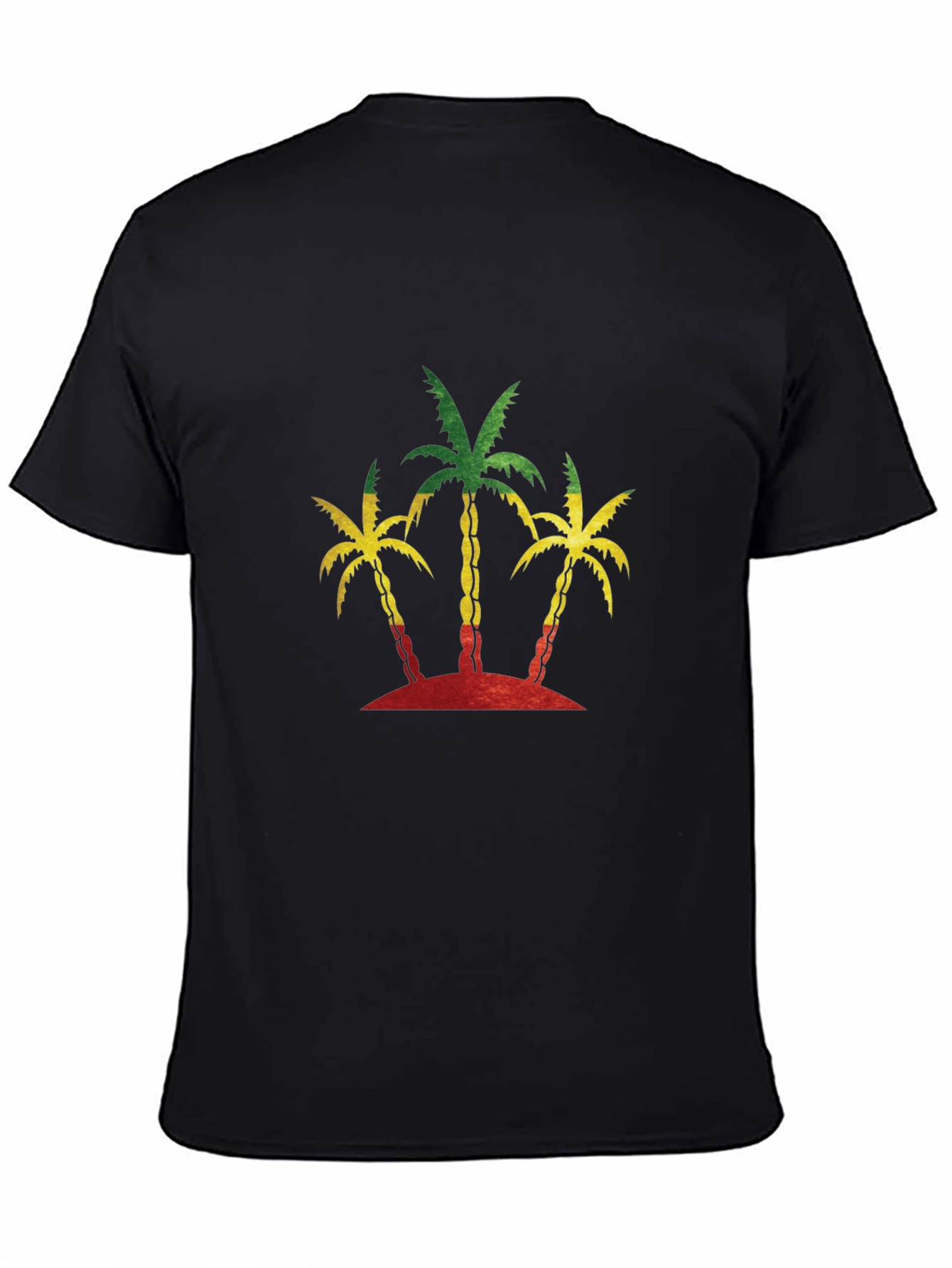 Rasta Palm Tree Graphic Black T-Shirt