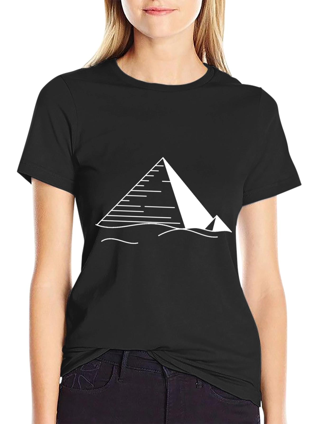 Egyptian Pyramid Graphic Tee - Black Cotton T-Shirt