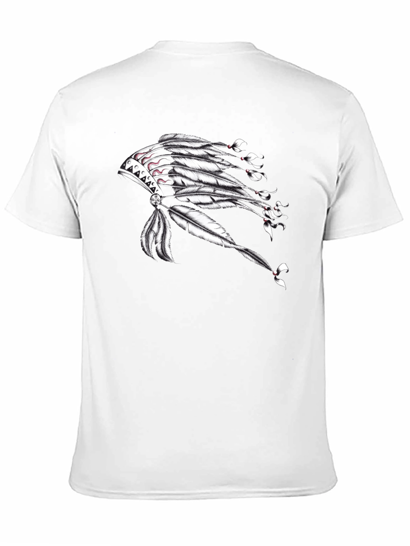 Black Graphic T-Shirt with Native American Headdress Design