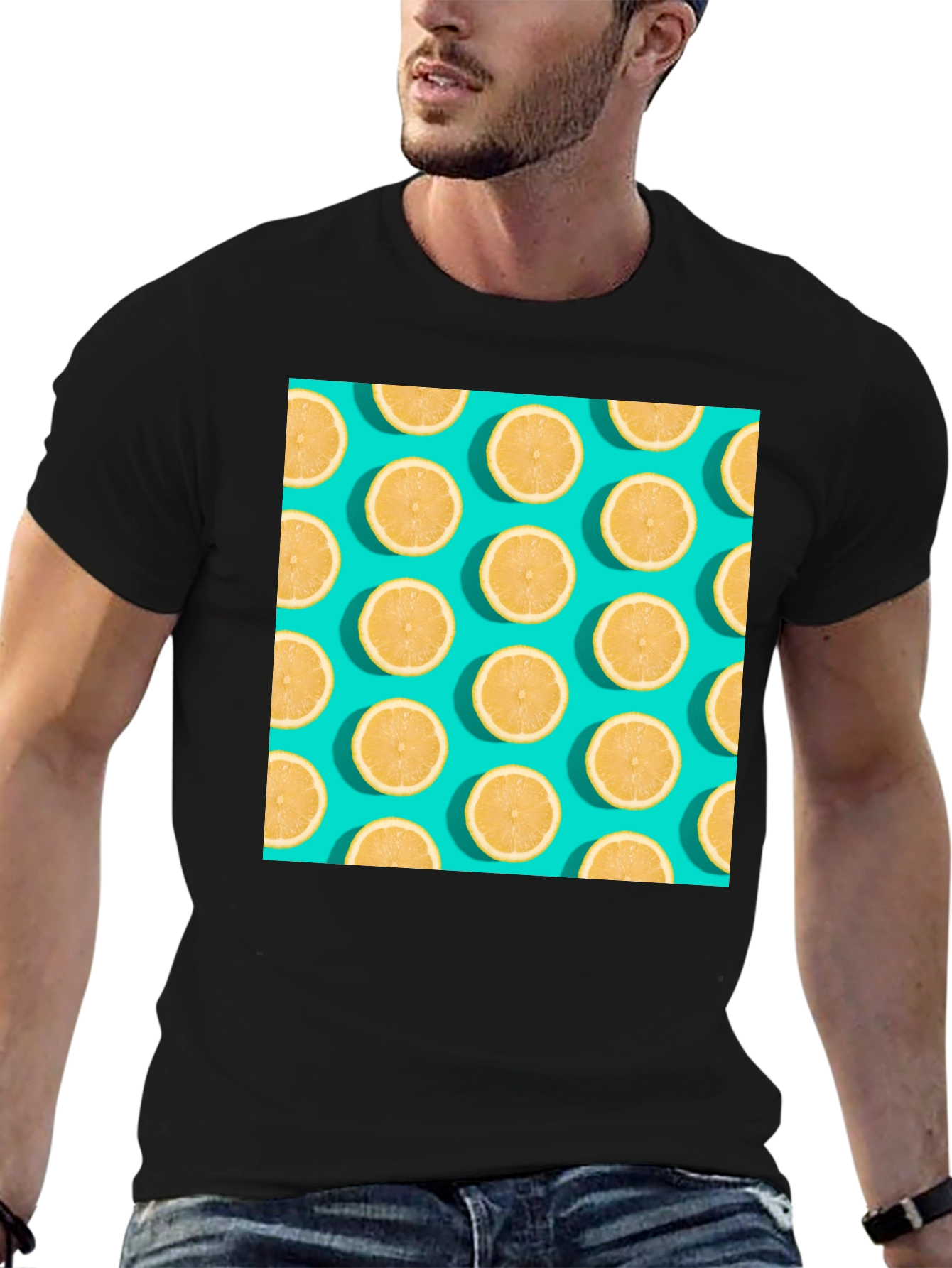 Lemon Pattern Crew Neck T-Shirt