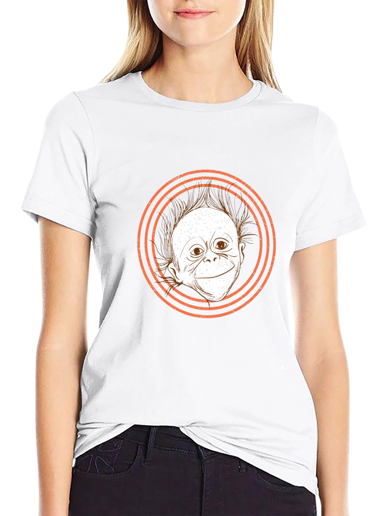 Unique Orangutan Graphic Print T-Shirt