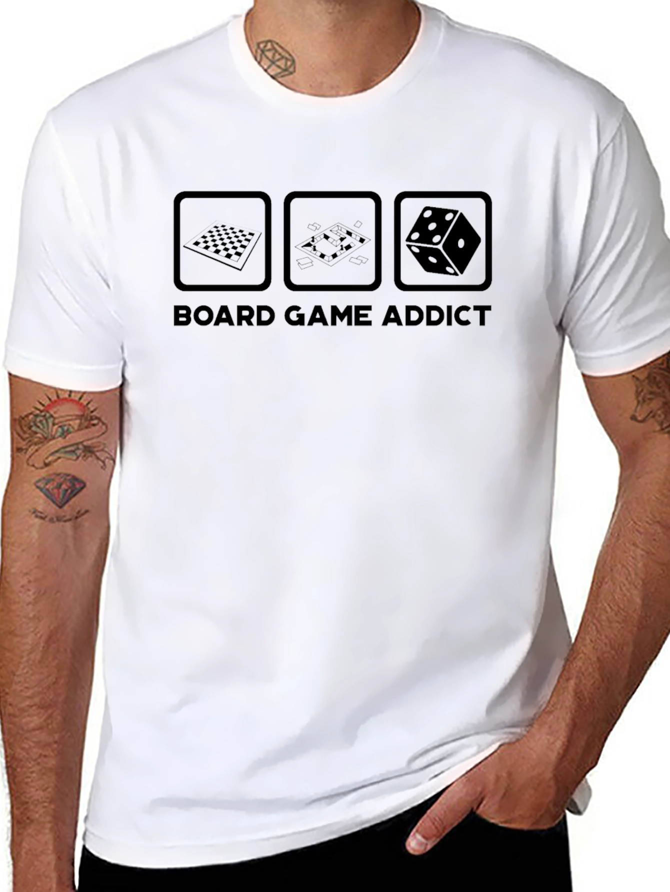 Board Game Addict T-Shirt - Black Cotton Tee