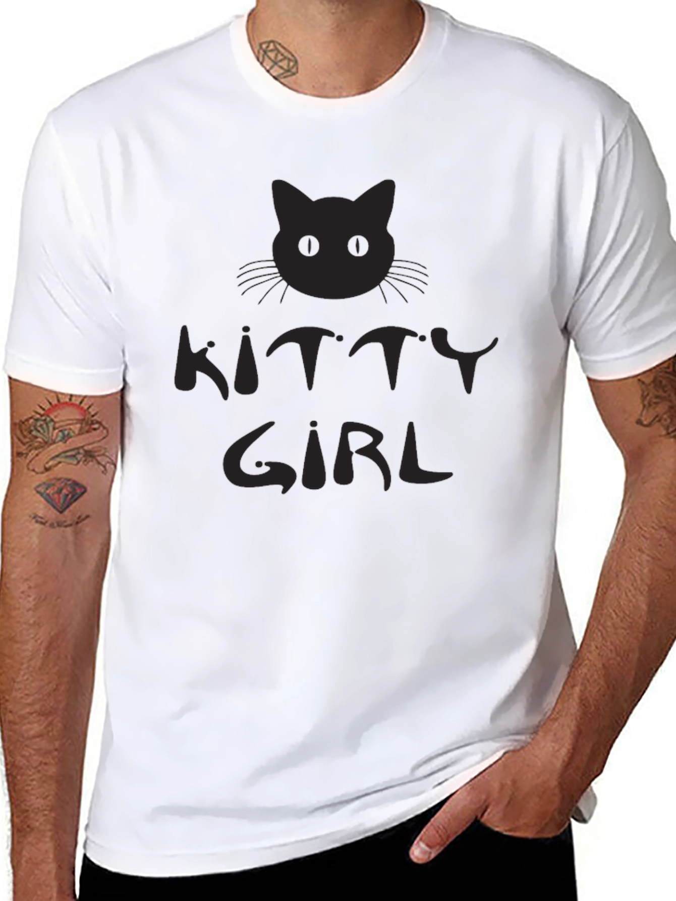 Kitty Girl Black Graphic T-Shirt