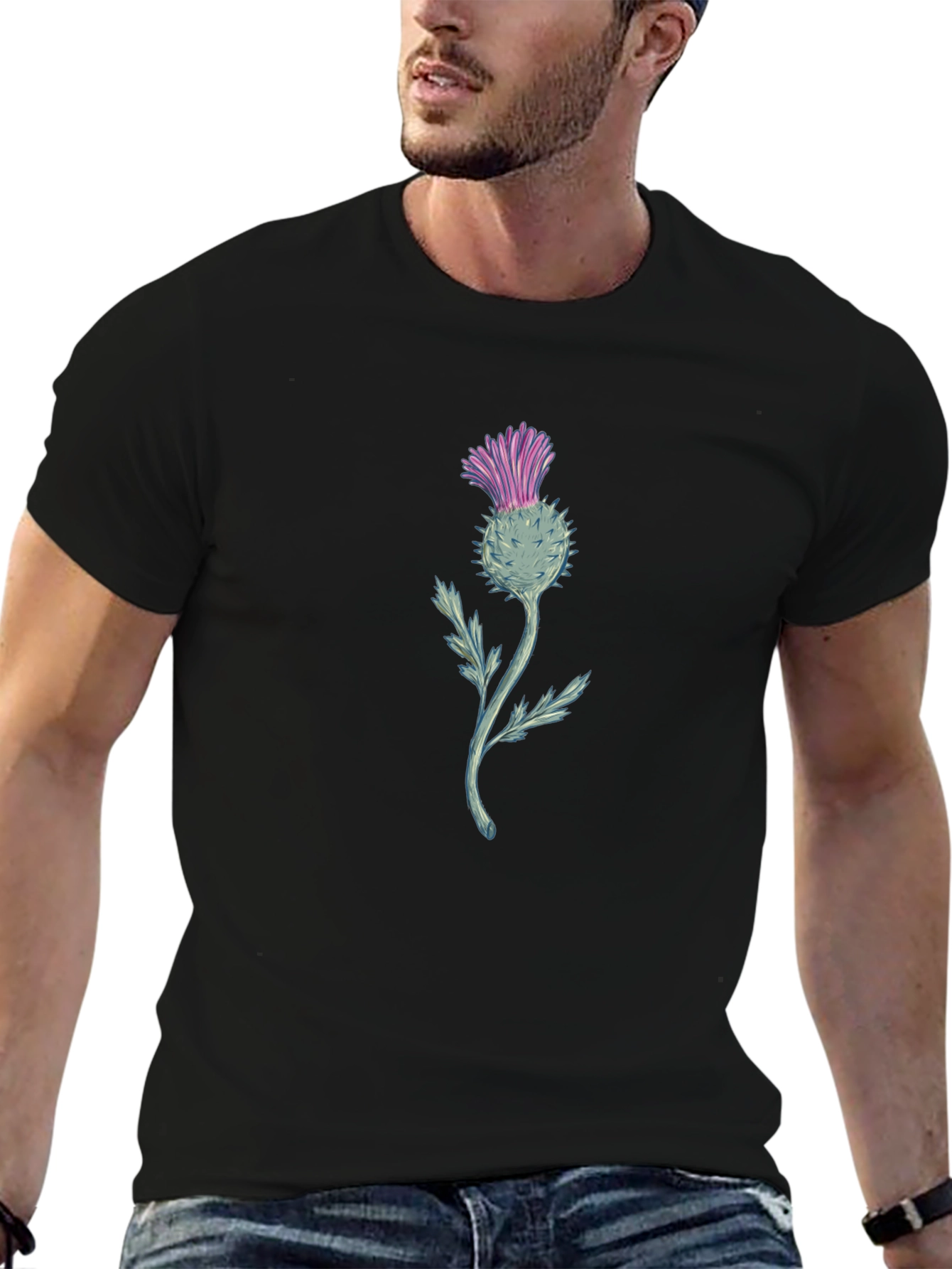 Thistle Graphic Tee - Black Cotton Blend