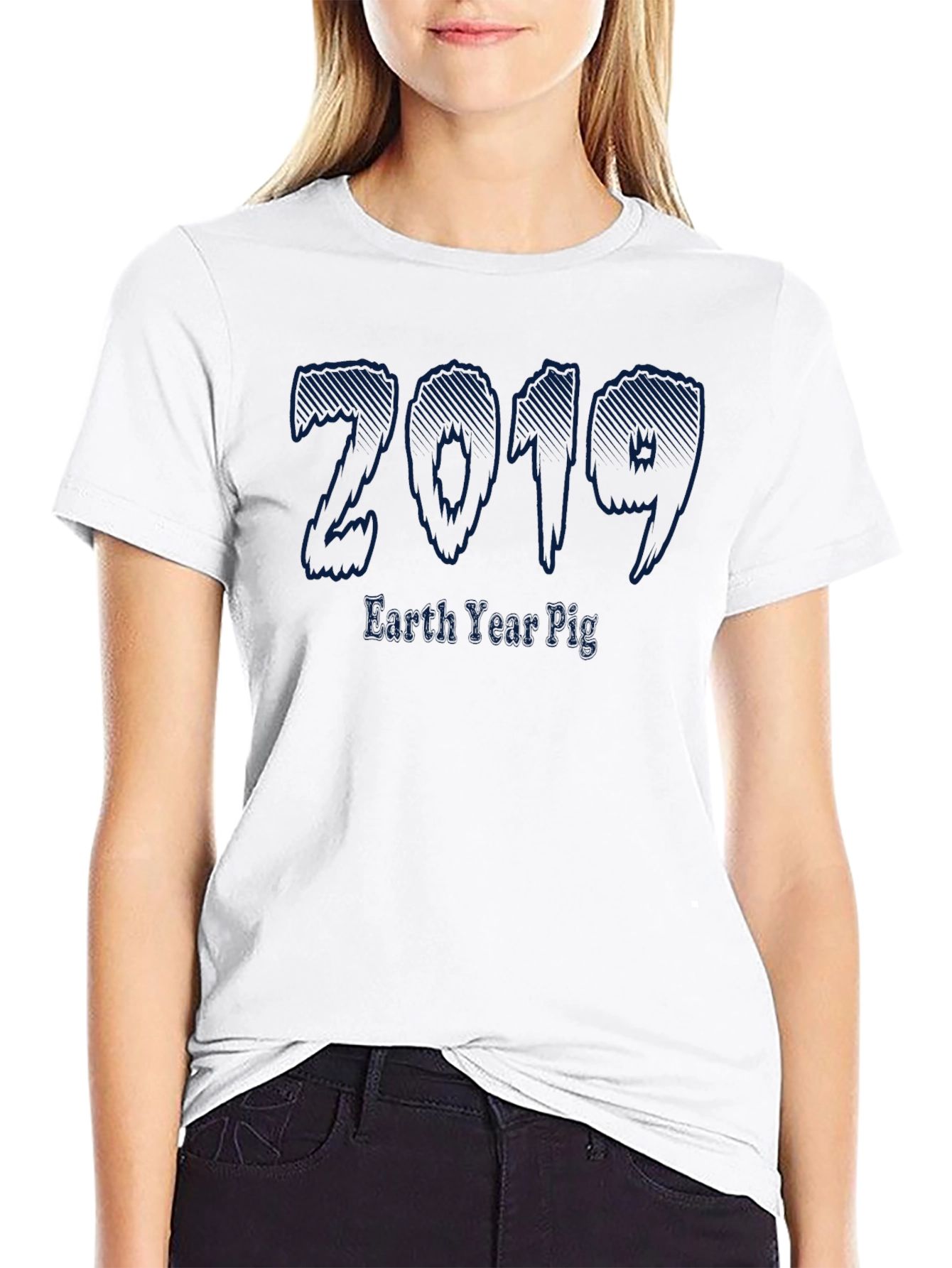2019 Earth Year Pig Black Graphic T-Shirt