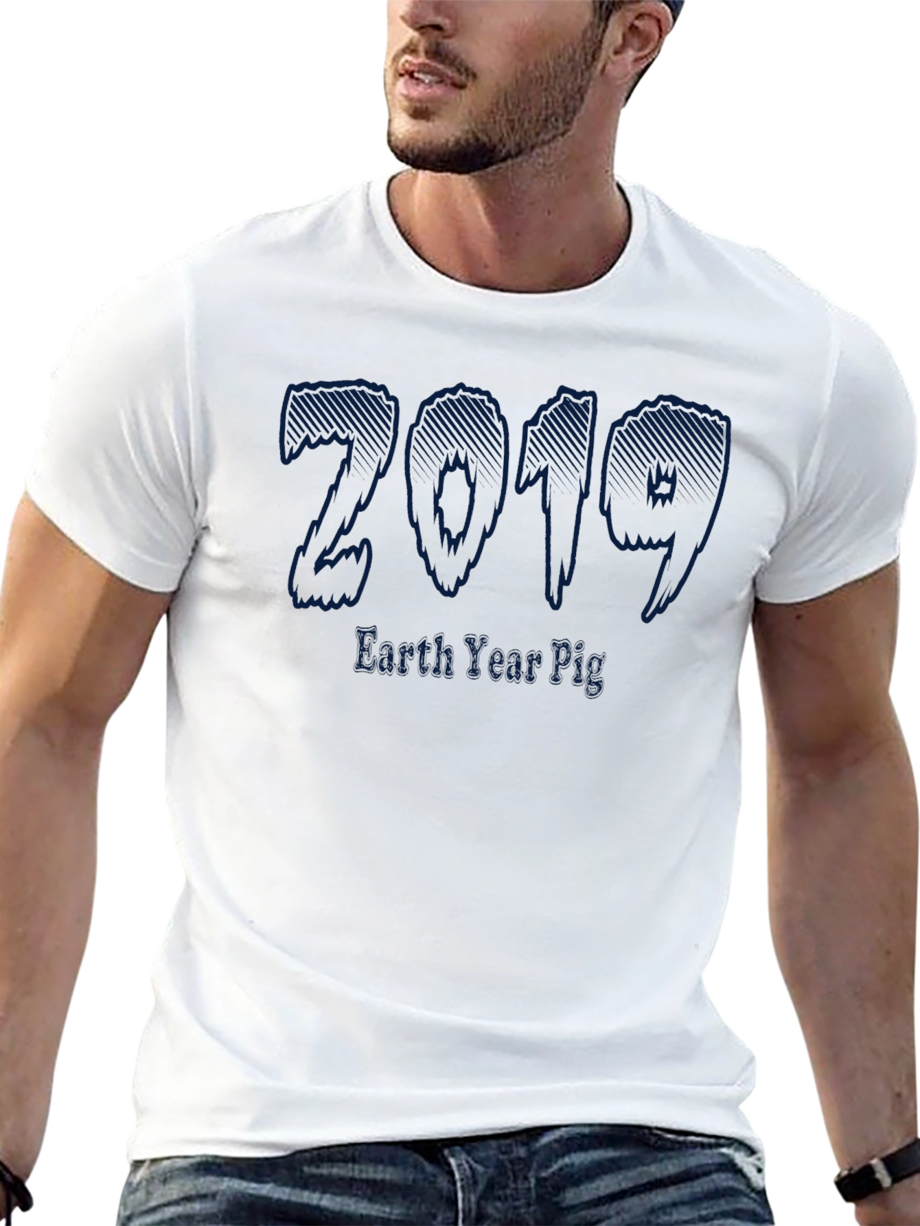 2019 Earth Year Pig Black Graphic T-Shirt