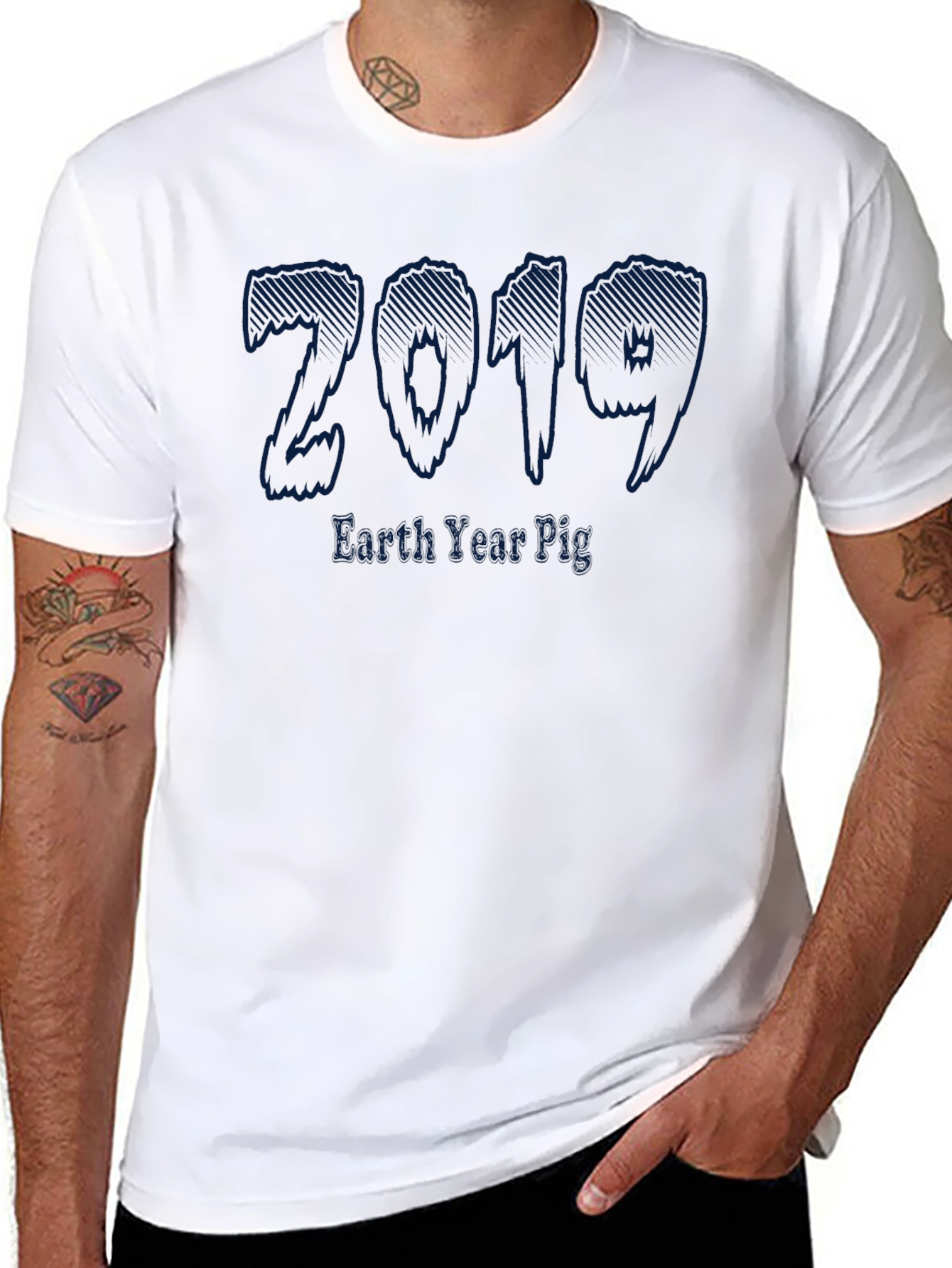 2019 Earth Year Pig Black Graphic T-Shirt