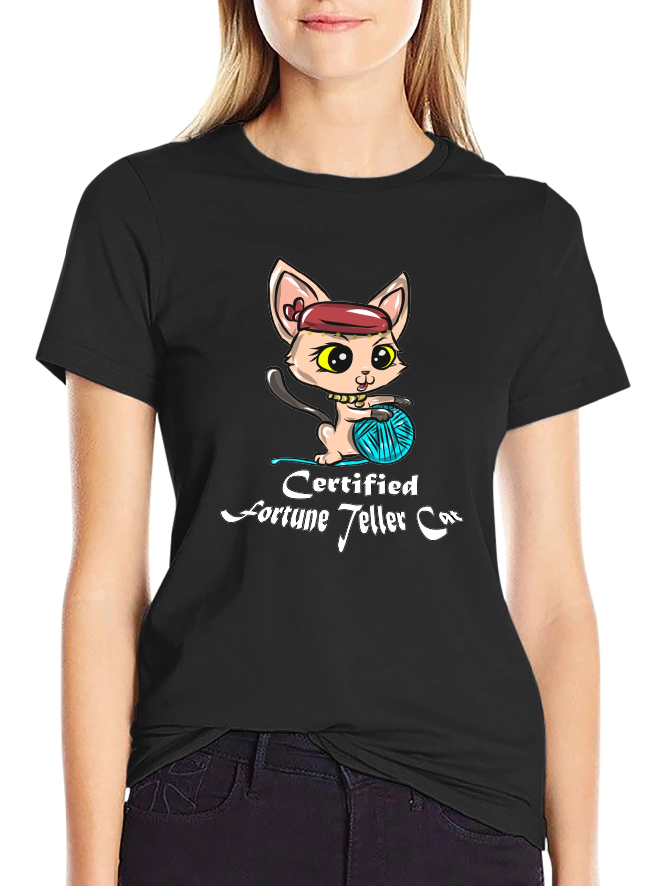 Certified Fortune Teller Cat Black T-Shirt
