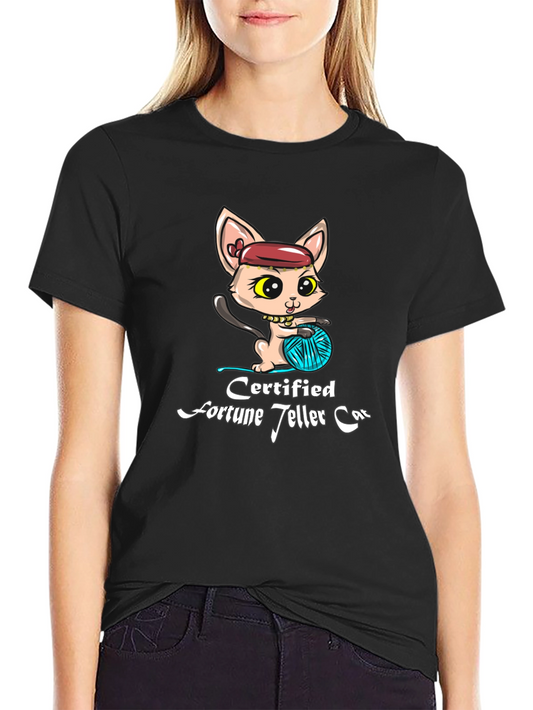 Certified Fortune Teller Cat Black T-Shirt