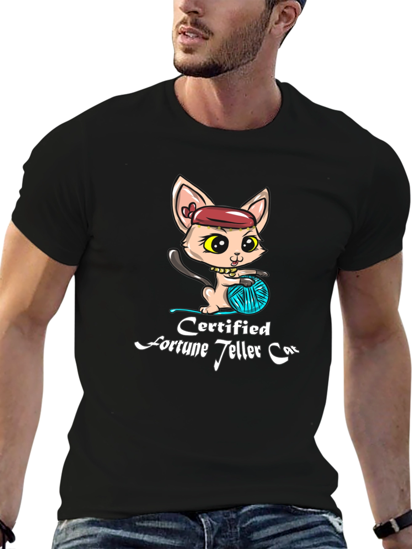 Certified Fortune Teller Cat Black T-Shirt