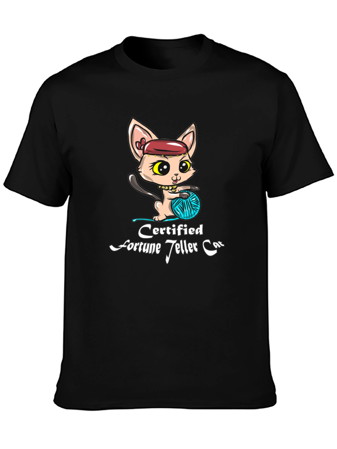 Certified Fortune Teller Cat Black T-Shirt