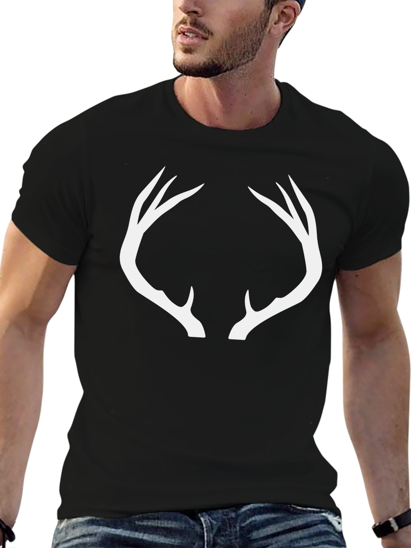 Antler Graphic Tee - Black Cotton Casual Shirt