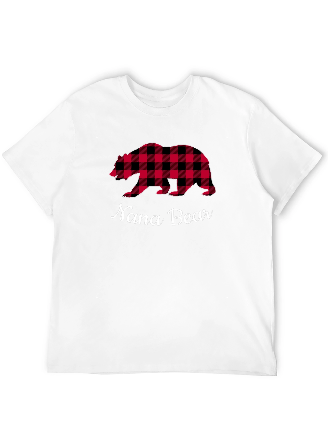Nana Bear Buffalo Plaid Graphic T-Shirt