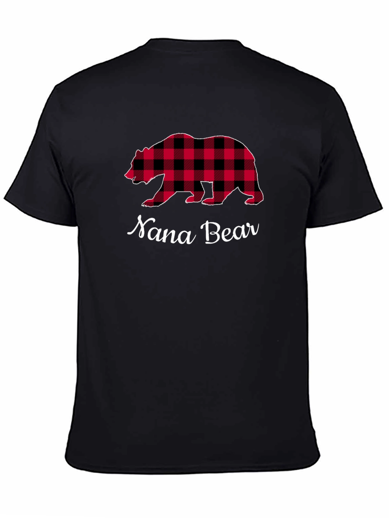 Nana Bear Buffalo Plaid Graphic T-Shirt