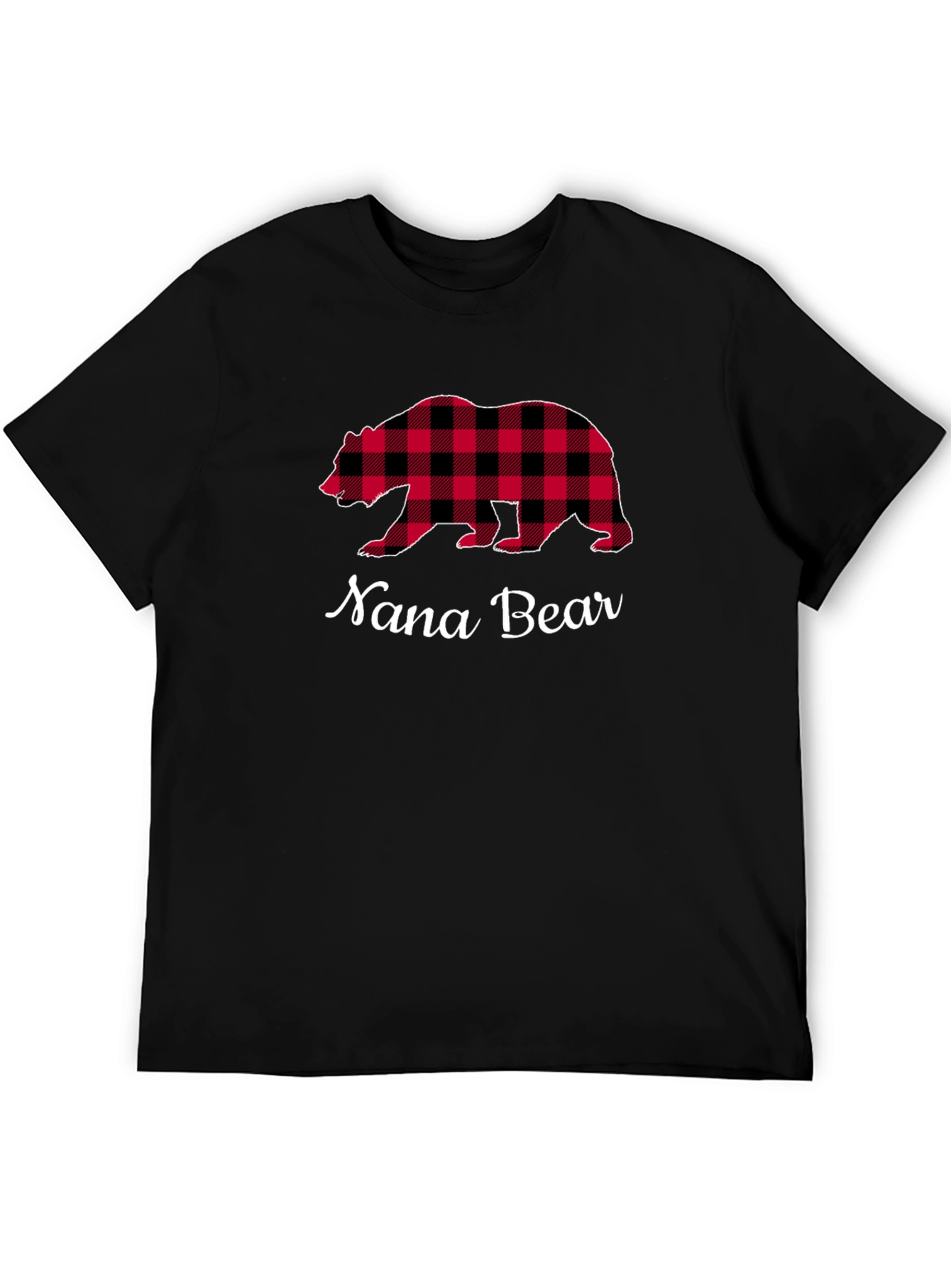 Nana Bear Buffalo Plaid Graphic T-Shirt