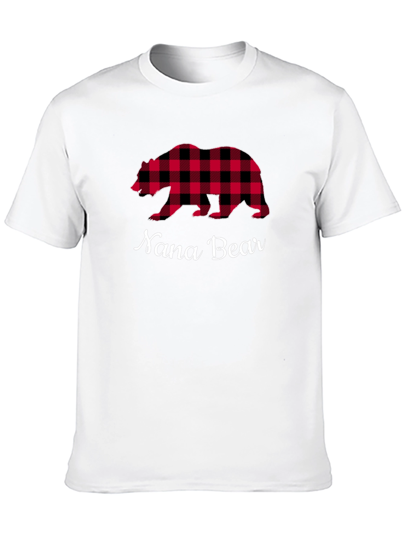 Nana Bear Buffalo Plaid Graphic T-Shirt