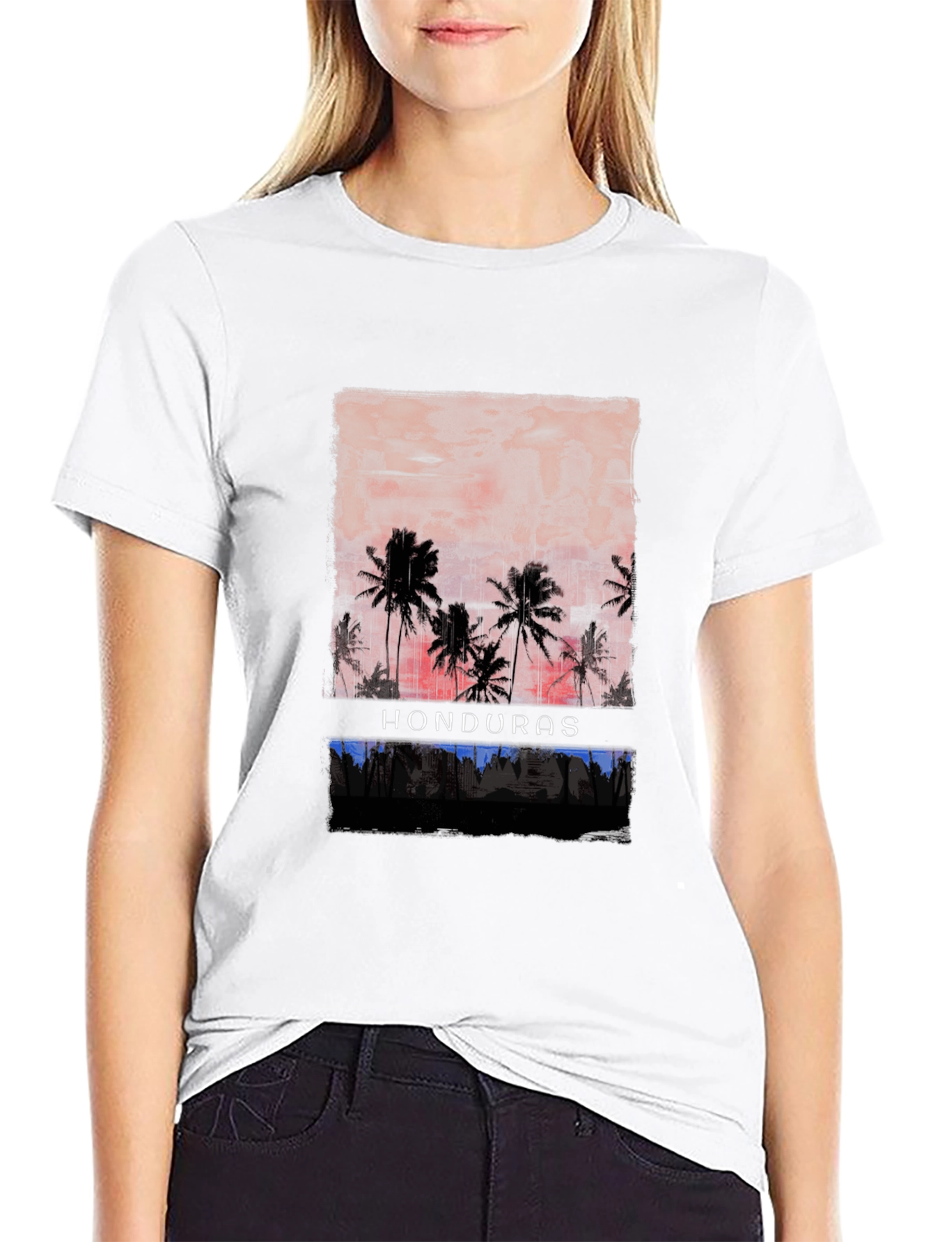 Honduras Sunset Palm Tee - Tropical Graphic T-Shirt