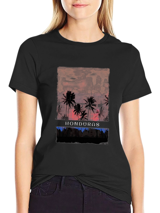 Honduras Sunset Palm Tee - Tropical Graphic T-Shirt