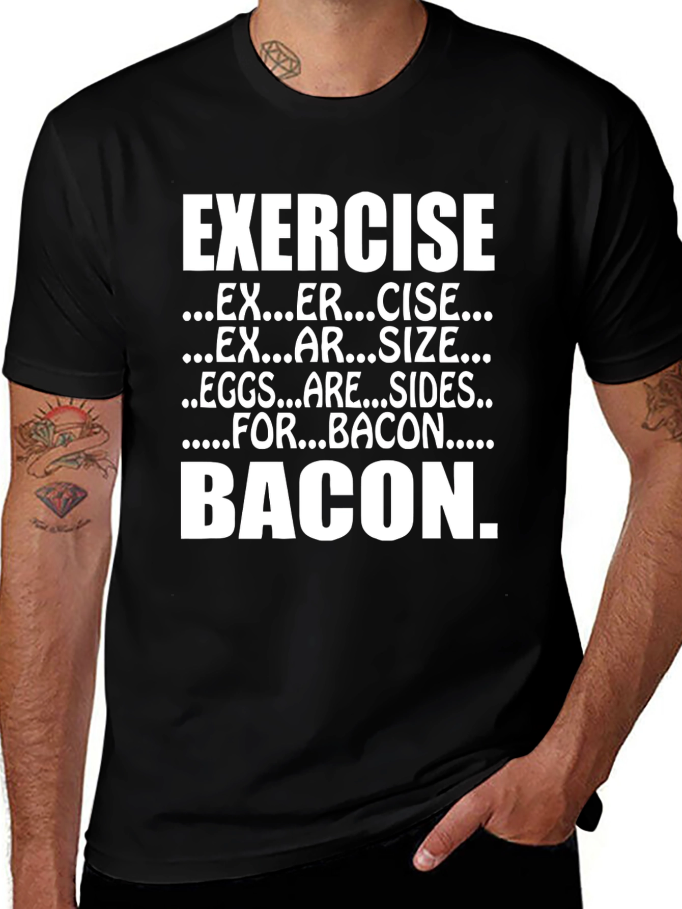 Exercise Bacon T-Shirt - Funny Foodie Tee