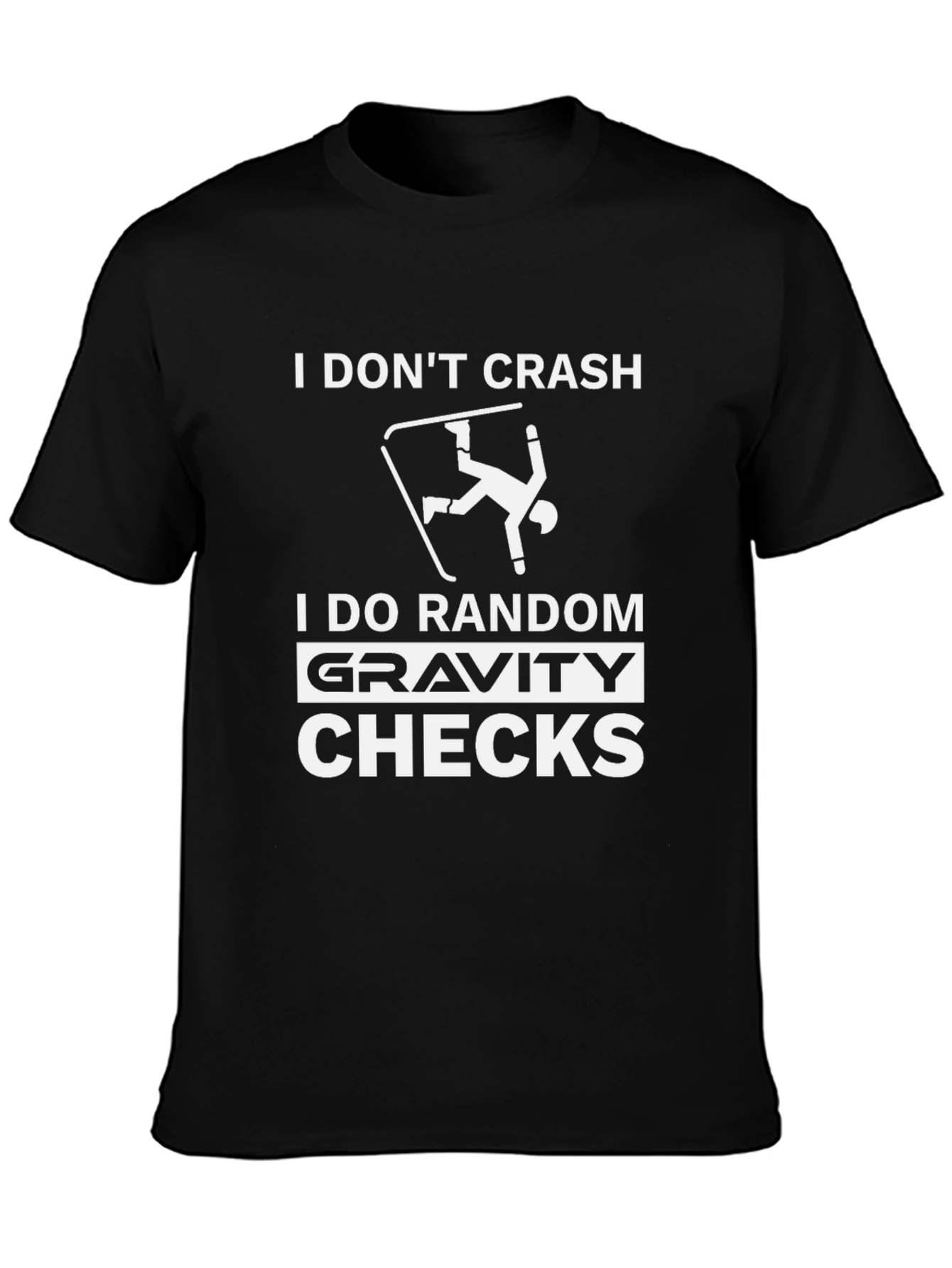 Funny Skiing Graphic T-Shirt - Gravity Checks Black Tee