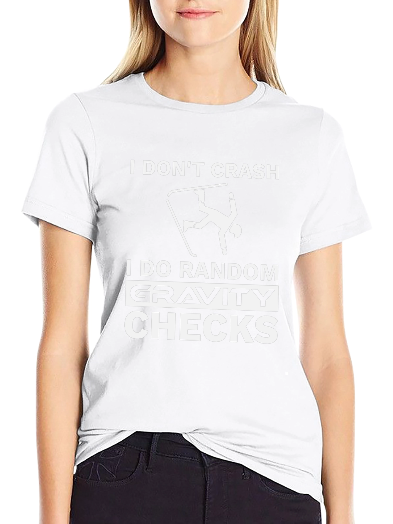Funny Skiing Graphic T-Shirt - Gravity Checks Black Tee