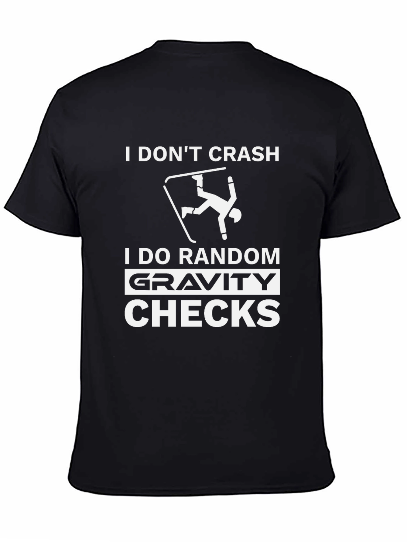 Funny Skiing Graphic T-Shirt - Gravity Checks Black Tee