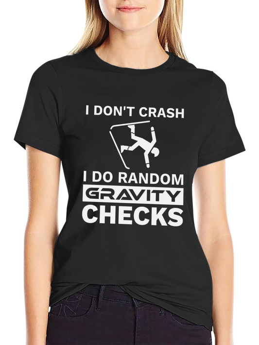 Funny Skiing Graphic T-Shirt - Gravity Checks Black Tee