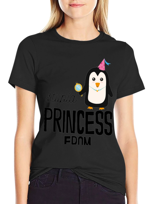 Stupid Princess Penguin Black Graphic Tee