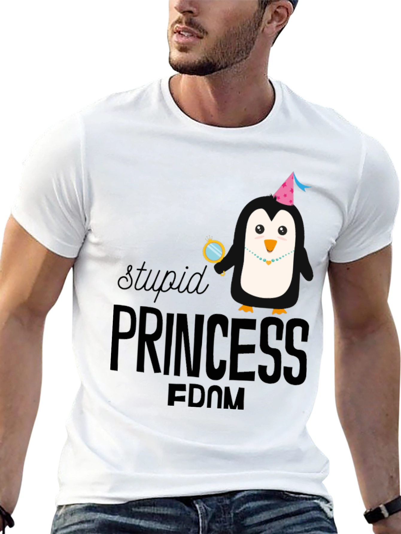 Stupid Princess Penguin Black Graphic Tee