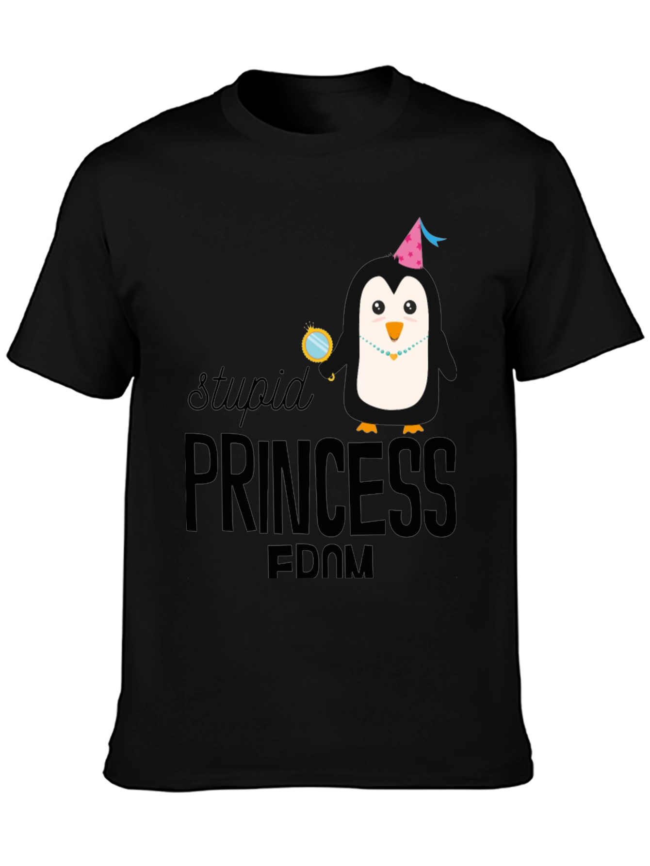 Stupid Princess Penguin Black Graphic Tee