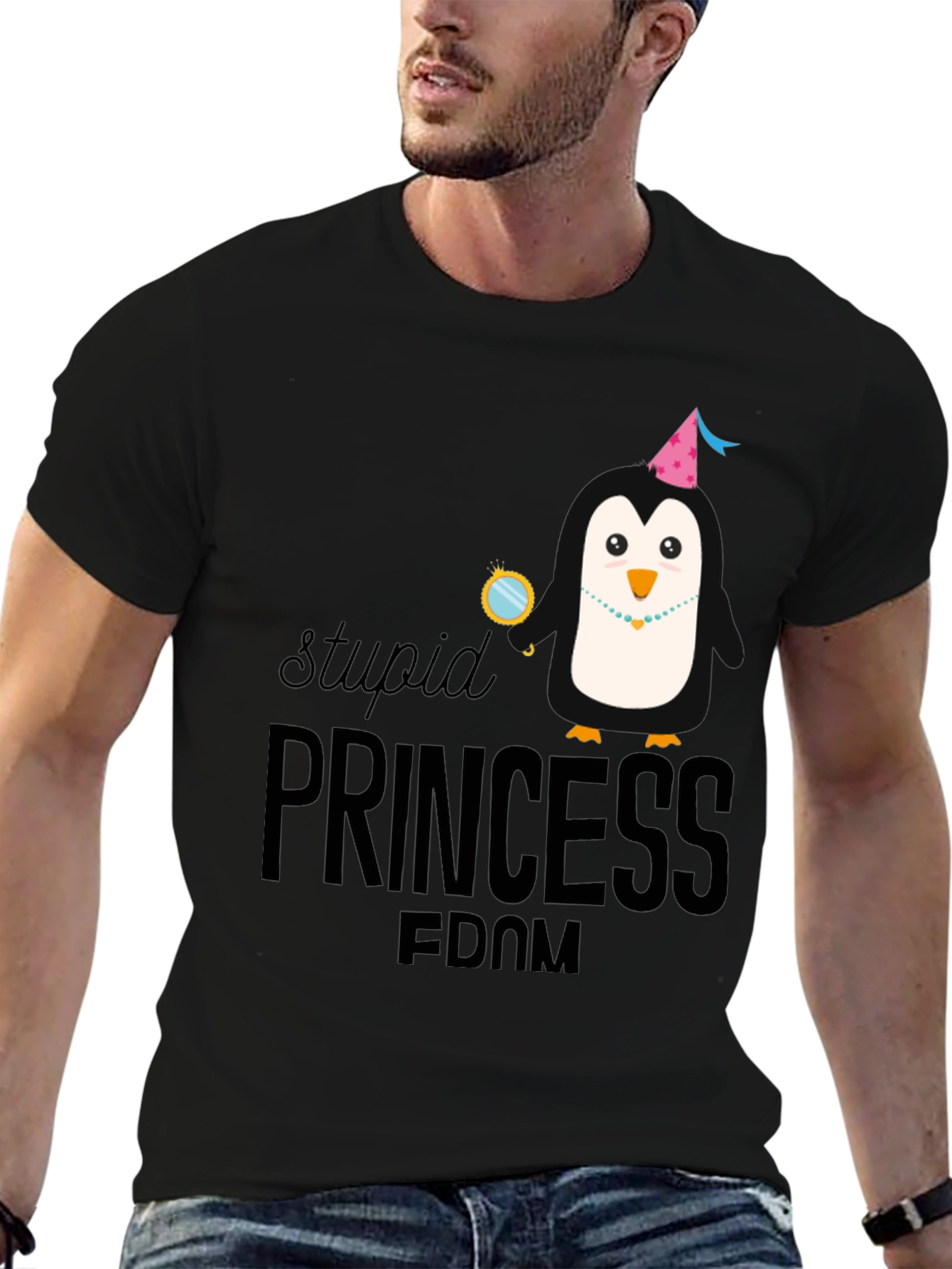 Stupid Princess Penguin Black Graphic Tee