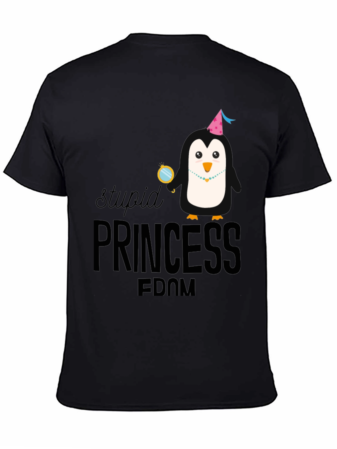 Stupid Princess Penguin Black Graphic Tee