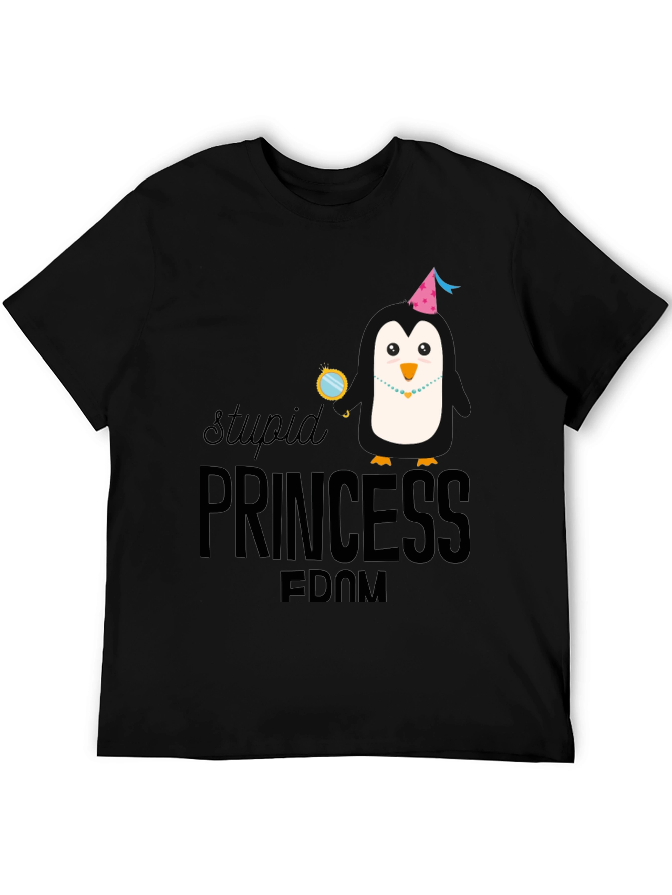 Stupid Princess Penguin Black Graphic Tee
