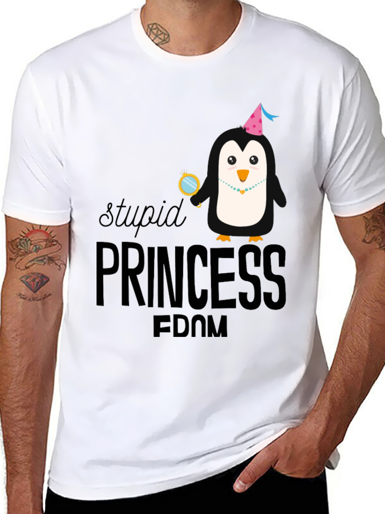 Stupid Princess Penguin Black Graphic Tee
