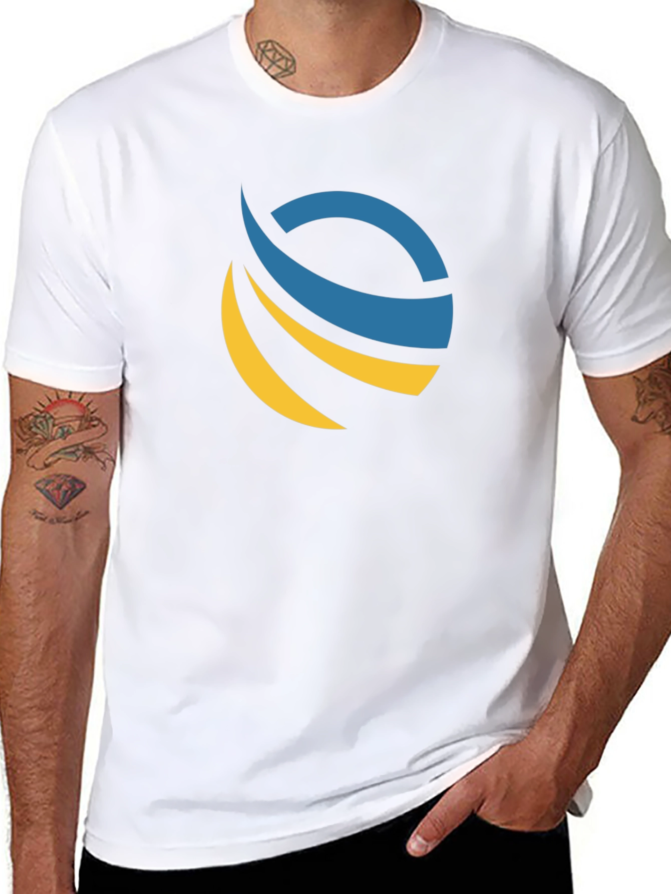 Modern Black T-Shirt with Abstract Globe Design