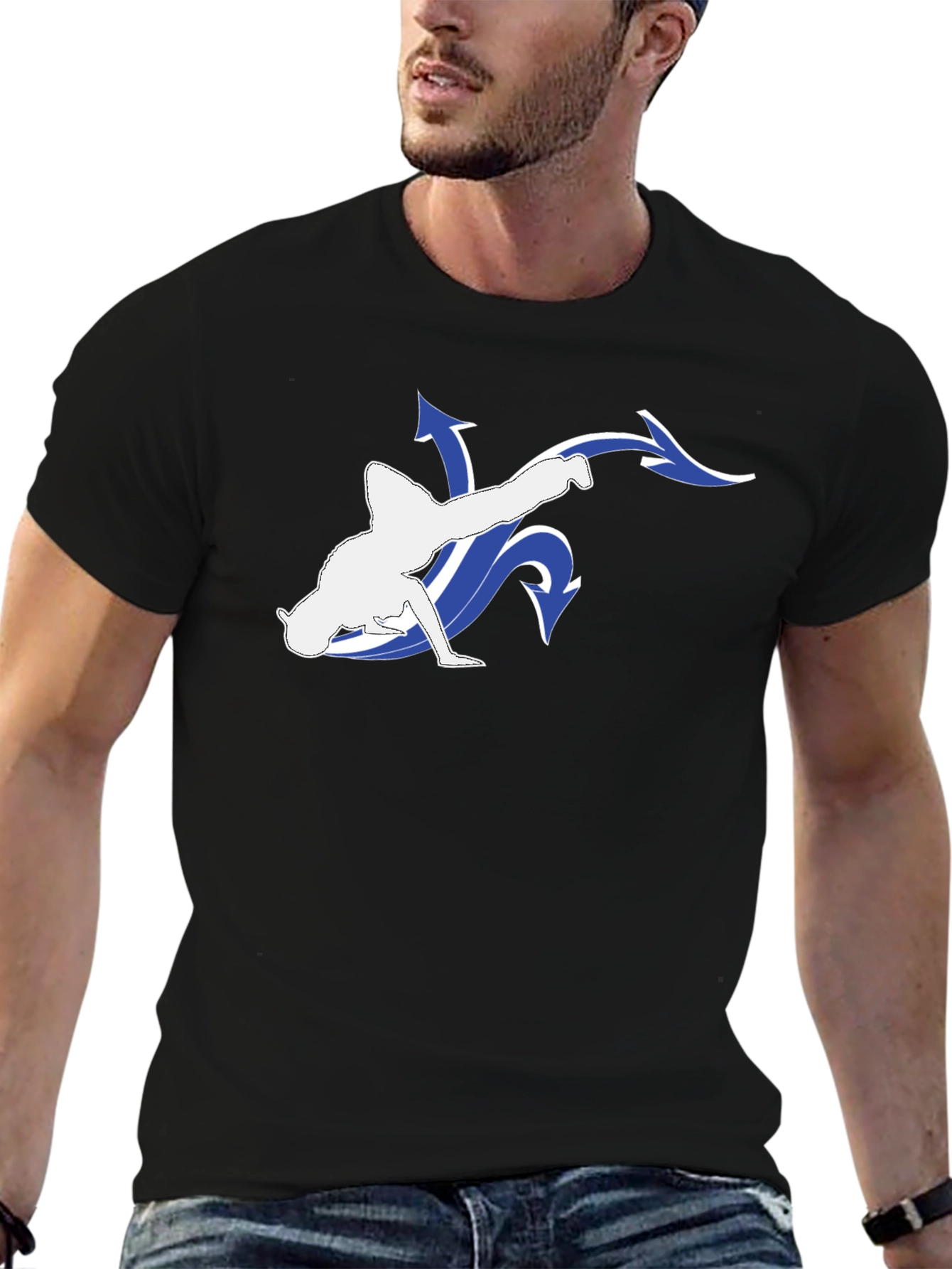 Black T-Shirt with Breakdance Graphic