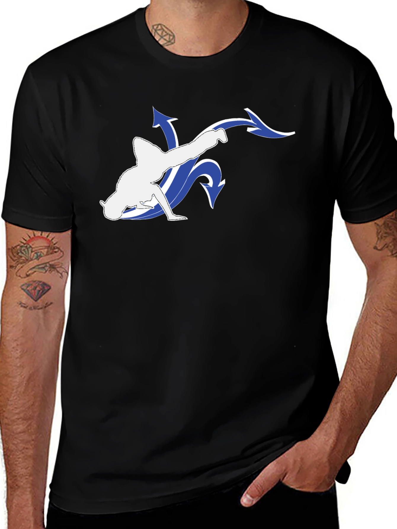 Black T-Shirt with Breakdance Graphic