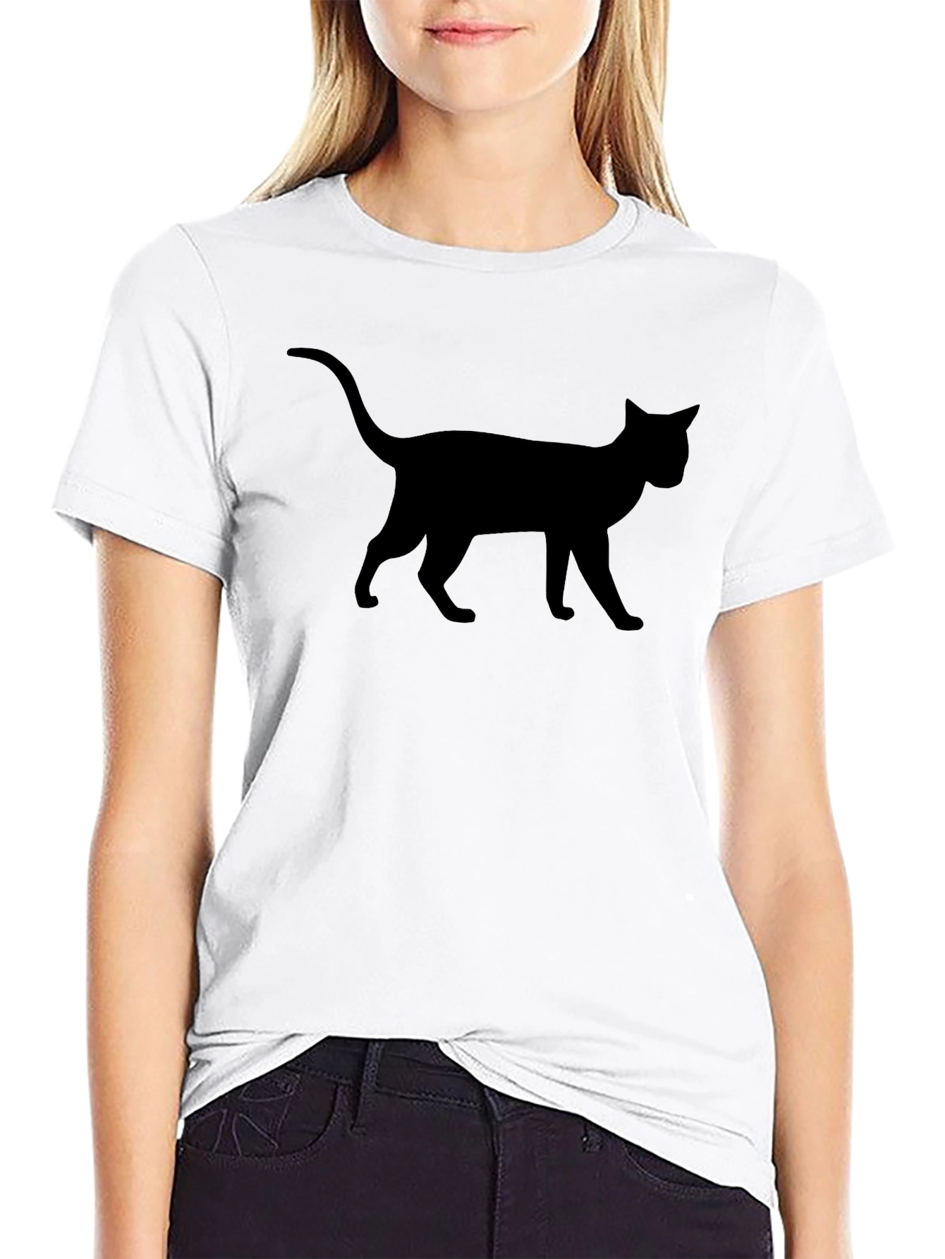 Black Cat Silhouette Graphic Tee - Mens