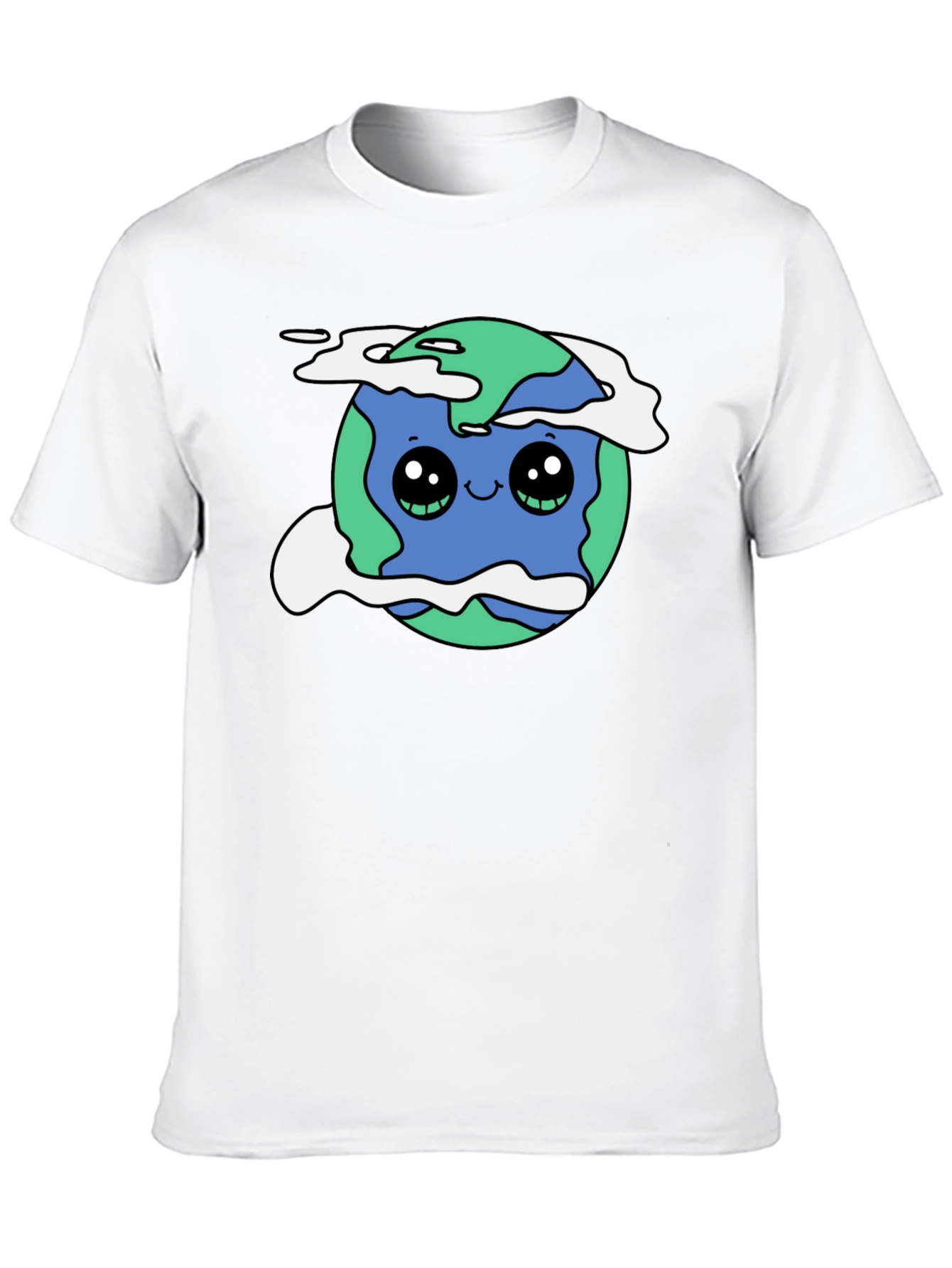 Cute Earth Graphic Black T-Shirt