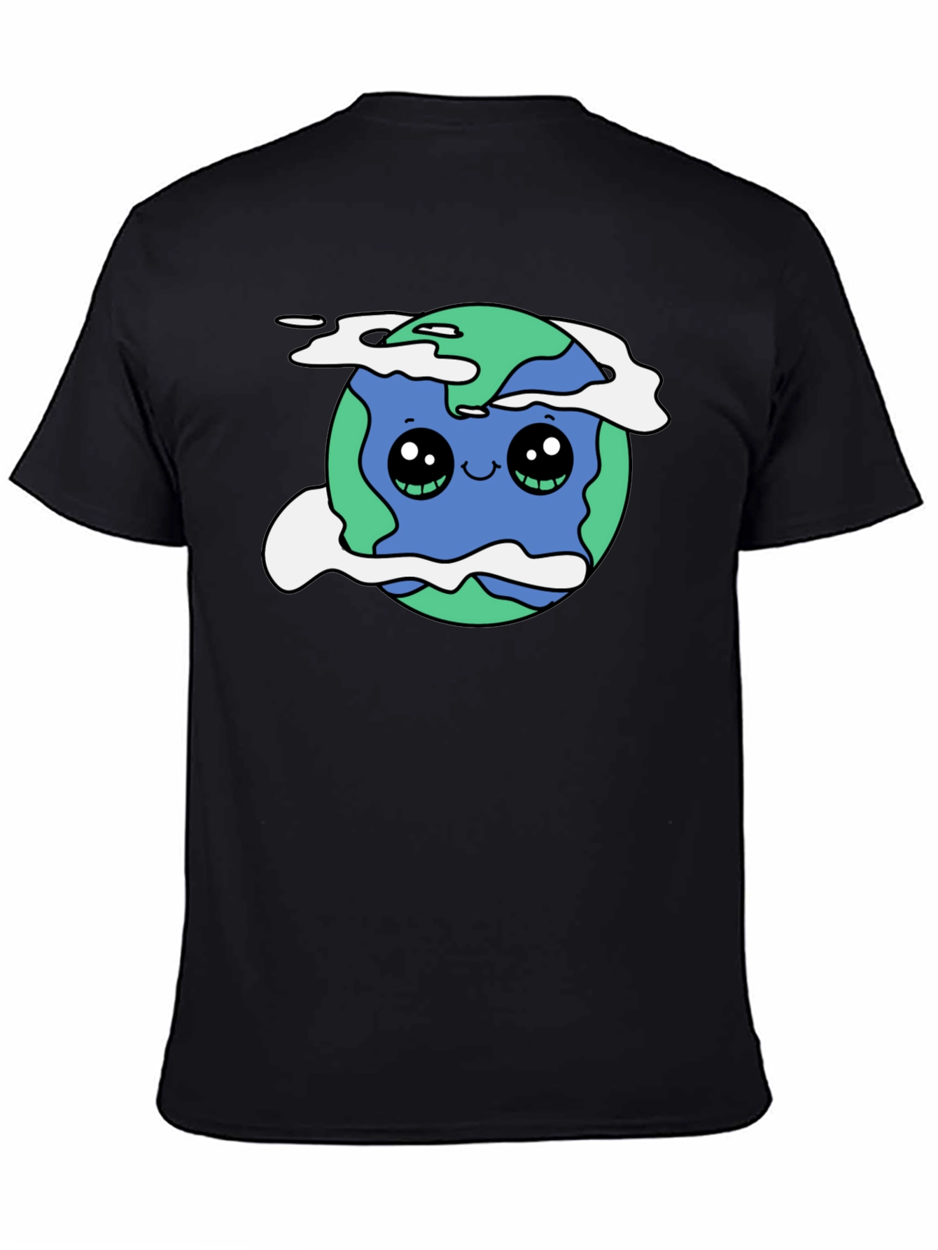 Cute Earth Graphic Black T-Shirt