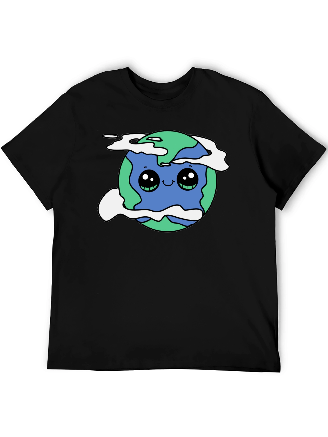 Cute Earth Graphic Black T-Shirt