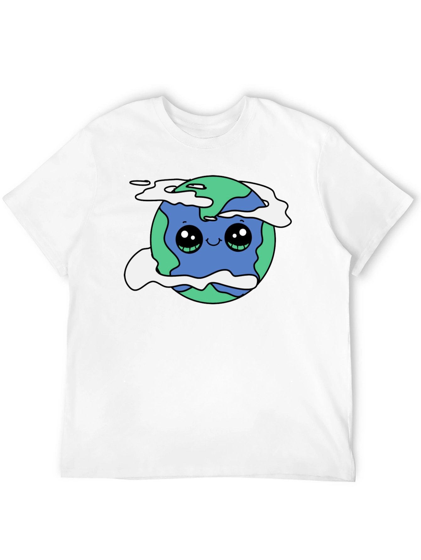 Cute Earth Graphic Black T-Shirt