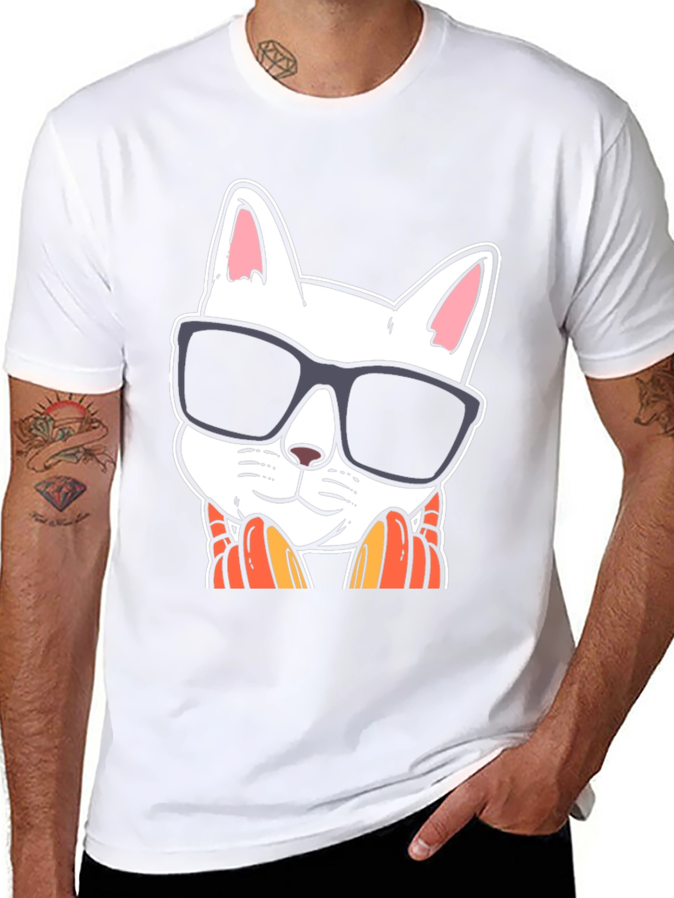 Cool Cat Sunglasses Graphic Tee - Black